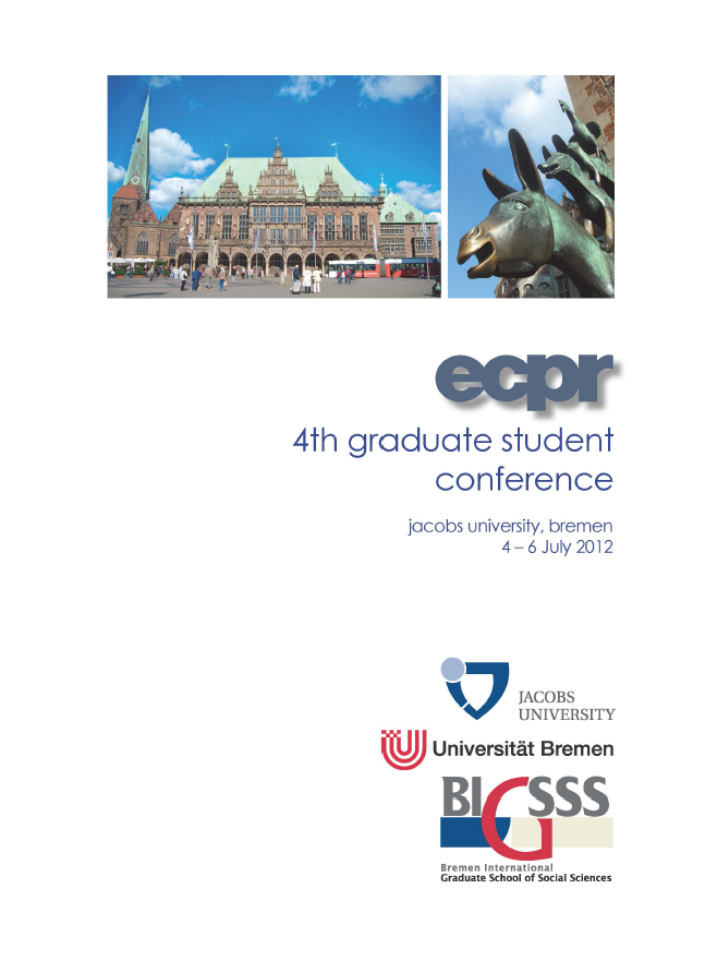 ECPR Graduate Student Conference Bremen, 04 - 06 July 2012 programme cover image